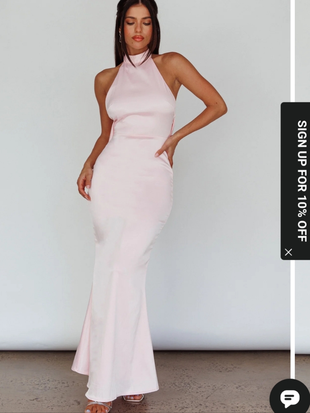 Nwt Selfie Leslie Fifth Avenue Bow Back Maxi Halter Evening Dress Light Pink S